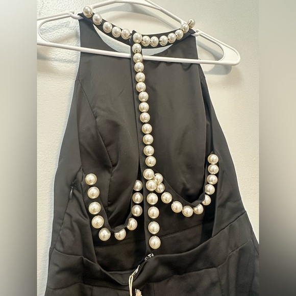 Black Romper with Pearl Accents - Picture 3 of 4